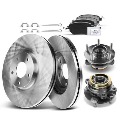 8 Pcs Front Disc Brake Rotors & Ceramic Brake Pads & Hub Bearings