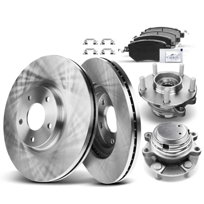 8 Pcs Front Disc Brake Rotors & Ceramic Brake Pads & Hub Bearings