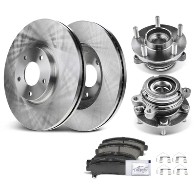 8 Pcs Front Disc Brake Rotors & Ceramic Brake Pads & Hub Bearings