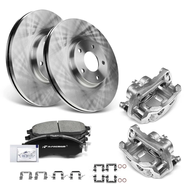 8 Pcs Front Disc Brake Rotors & Ceramic Brake Pads & Brake Calipers for 2009-2019 Nissan 370Z