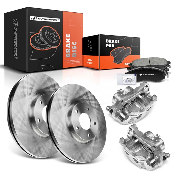 8 Pcs Front Disc Brake Rotors & Ceramic Brake Pads & Brake Calipers for Nissan 370Z INFINITI