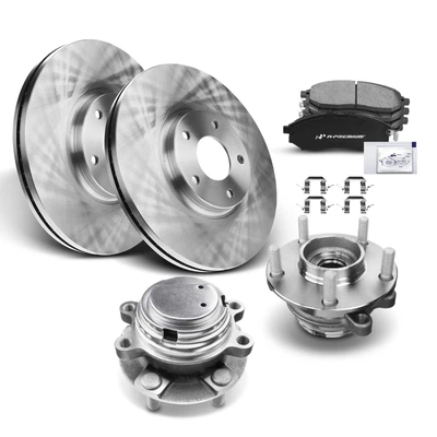 8 Pcs Front Disc Brake Rotors & Ceramic Brake Pads & Hub Bearings