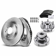 8 Pcs Front Disc Brake Rotors & Ceramic Brake Pads & Hub Bearings for 2004-2008 2010-2011 Mitsubishi Endeavor