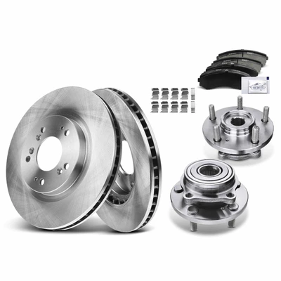 8 Pcs Front Disc Brake Rotors & Ceramic Brake Pads & Hub Bearings
