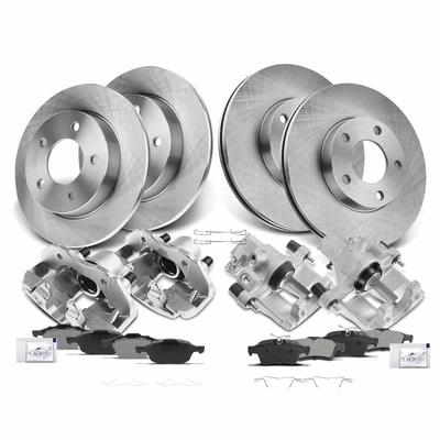 16 Pcs Front & Rear Disc Brake Rotors & Ceramic Brake Pads & Brake Calipers