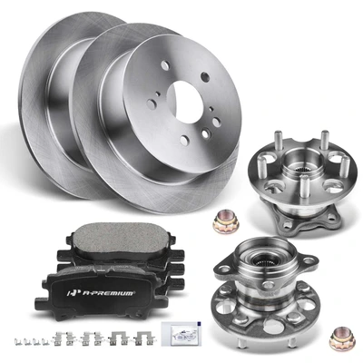 8 Pcs Rear Disc Brake Rotors & Ceramic Brake Pads & Hub Bearings
