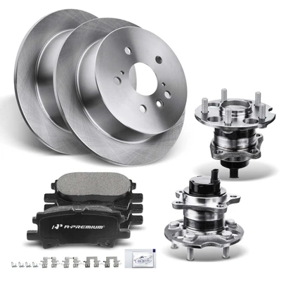 8 Pcs Rear Disc Brake Rotors & Ceramic Brake Pads & Hub Bearings