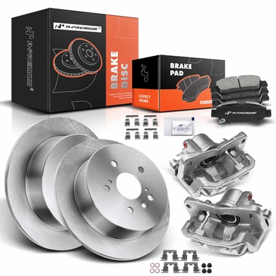 8 Pcs Rear Disc Brake Rotors & Ceramic Brake Pads & Brake Calipers