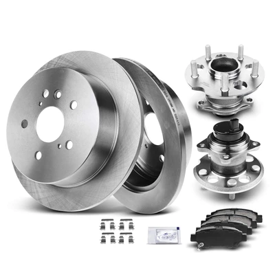 8 Pcs Rear Disc Brake Rotors & Ceramic Brake Pads & Hub Bearings