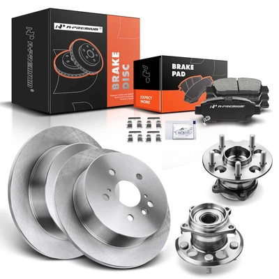 8 Pcs Rear Disc Brake Rotors & Ceramic Brake Pads & Hub Bearings