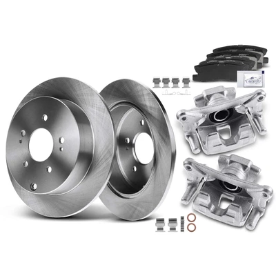 8 Pcs Rear Disc Brake Rotors & Ceramic Brake Pads & Brake Calipers