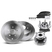 8 Pcs Rear Disc Brake Rotors & Ceramic Brake Pads & Hub Bearings for 2004-2008 2010-2011 Mitsubishi Endeavor