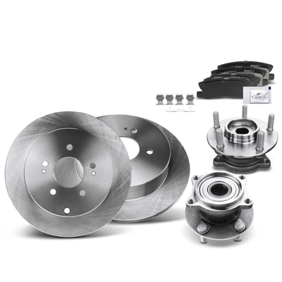 8 Pcs Rear Disc Brake Rotors & Ceramic Brake Pads & Hub Bearings