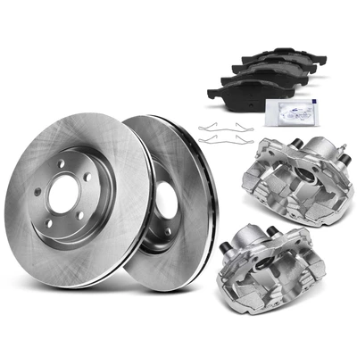 8 Pcs Front Disc Brake Rotors & Ceramic Brake Pads & Brake Calipers