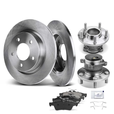 8 Pcs Rear Disc Brake Rotors & Ceramic Brake Pads & Hub Bearings