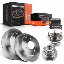 8 Pcs Rear Disc Brake Rotors & Ceramic Brake Pads & Hub Bearings for Mitsubishi Galant Eclipse