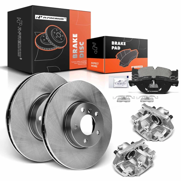 8 Pcs Front Disc Brake Rotors & Ceramic Brake Pads & Brake Calipers for BMW E70 E71 E72 X5 X6