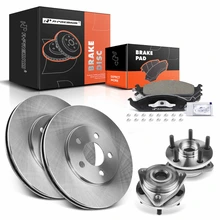 8 Pcs Front Disc Brake Rotors & Ceramic Brake Pads & Hub Bearings