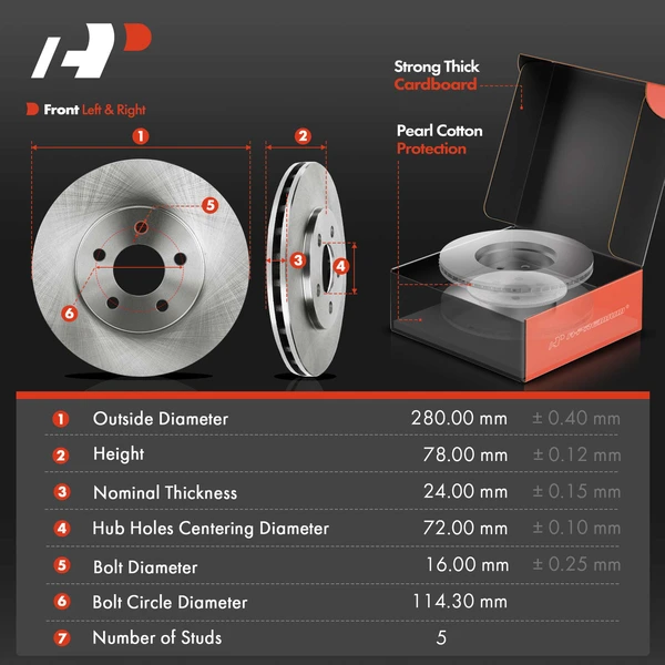 8 Pcs Front Disc Brake Rotors & Ceramic Brake Pads & Hub Bearings for Chrysler Sebring Dodge Stratus