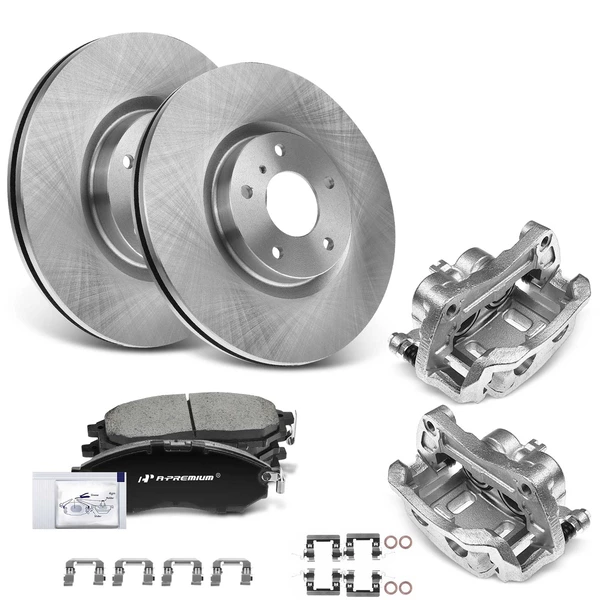 8 Pcs Front Disc Brake Rotors & Ceramic Brake Pads & Brake Calipers for 2009-2019 Nissan 370Z