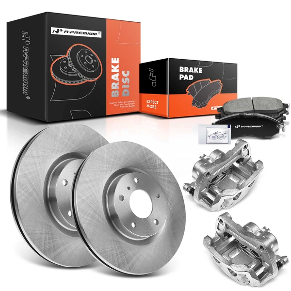 8 Pcs Front Disc Brake Rotors & Ceramic Brake Pads & Brake Calipers for Nissan Murano 370Z INFINITI