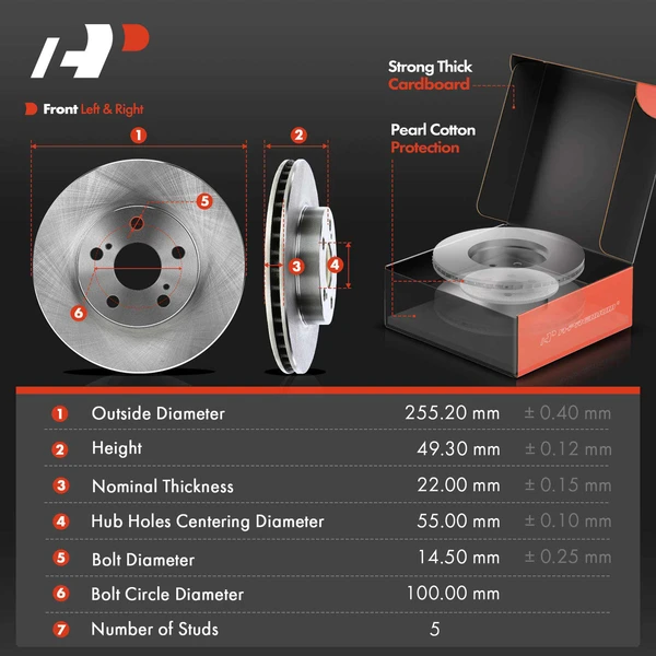 8 Pcs Front Disc Brake Rotors & Ceramic Brake Pads & Hub Bearings for Toyota Prius 2004-2009