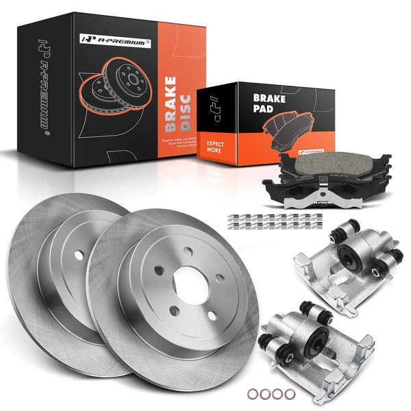 8 Pcs Rear Disc Brake Rotors & Ceramic Brake Pads & Brake Calipers for Chrysler Sebring Dodge 01-06