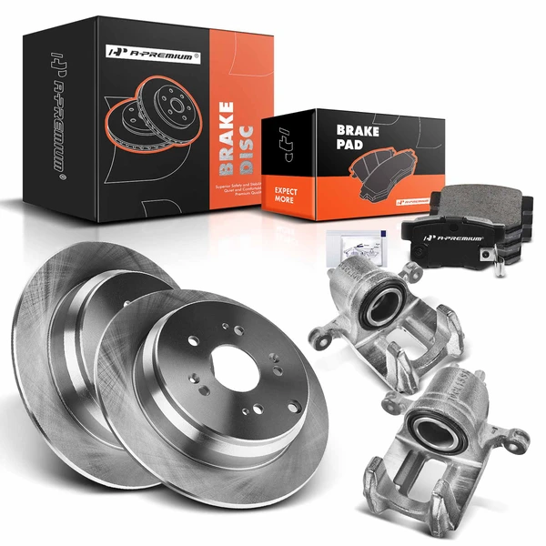 8 Pcs Rear Disc Brake Rotors & Ceramic Brake Pads & Brake Calipers for Acura RDX 2007-2012