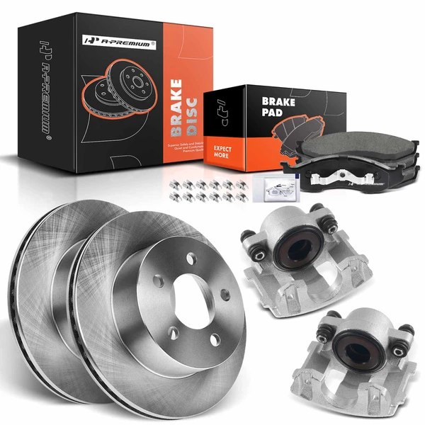 8 Pcs Front Disc Brake Rotors & Ceramic Brake Pads & Brake Calipers for Jeep Cherokee 1999-2001