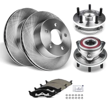 8 Pcs Front Disc Brake Rotors & Ceramic Brake Pads & Hub Bearings for 2000-2006 Jeep TJ