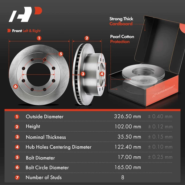 8 Pcs Front Disc Brake Rotor & Pads + Hub Bearing for Dodge Ram 2500 3500 00-02