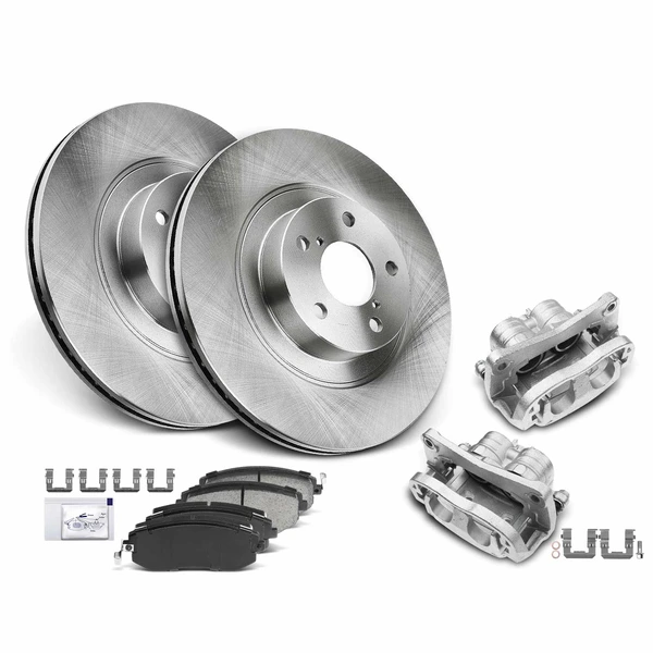 8 Pcs Front Disc Brake Rotors & Ceramic Brake Pads & Brake Calipers for Subaru Legacy Outback