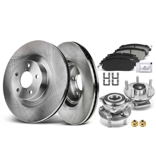 8 Pcs Front Disc Brake Rotors & Ceramic Brake Pads & Hub Bearings for 2006-2013 Subaru Legacy