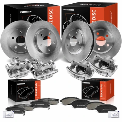 16 Pcs Front & Rear Disc Brake Rotors & Ceramic Brake Pads & Brake Calipers