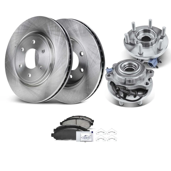 8 Pcs Front Disc Brake Rotor & Pads + Hub Bearing for Nissan Frontier 2005-2019