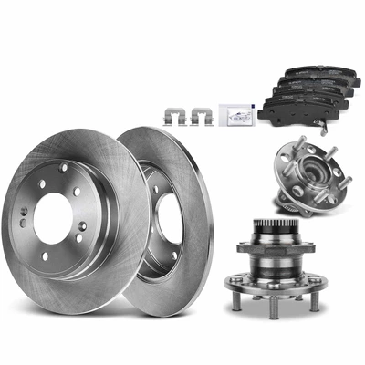 8 Pcs Rear Disc Brake Rotors & Ceramic Brake Pads & Hub Bearings