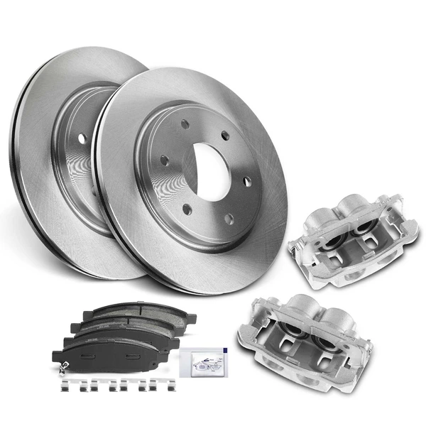 8 Pcs Front Disc Brake Rotors & Ceramic Brake Pads & Brake Calipers for 2005-2006 Nissan Armada