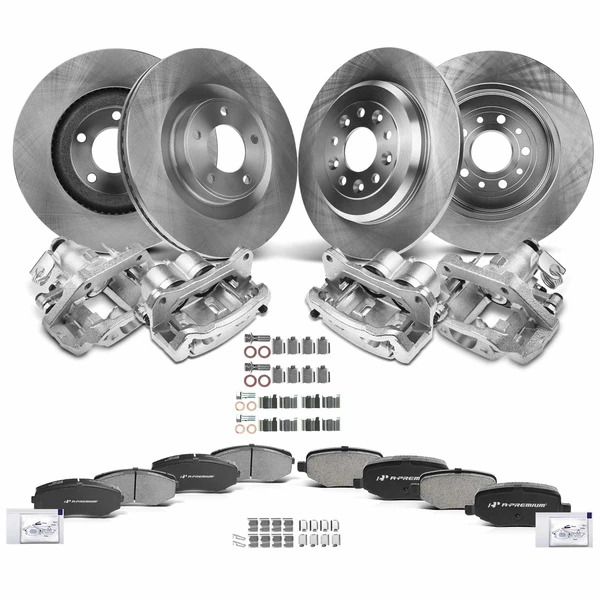 16 Pcs Front & Rear Disc Brake Rotors & Ceramic Brake Pads & Brake Calipers for Ford Edge Lincoln
