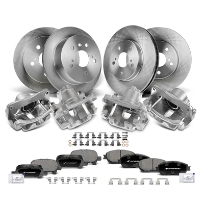 16 Pcs Front & Rear Disc Brake Rotors & Ceramic Brake Pads & Brake Calipers