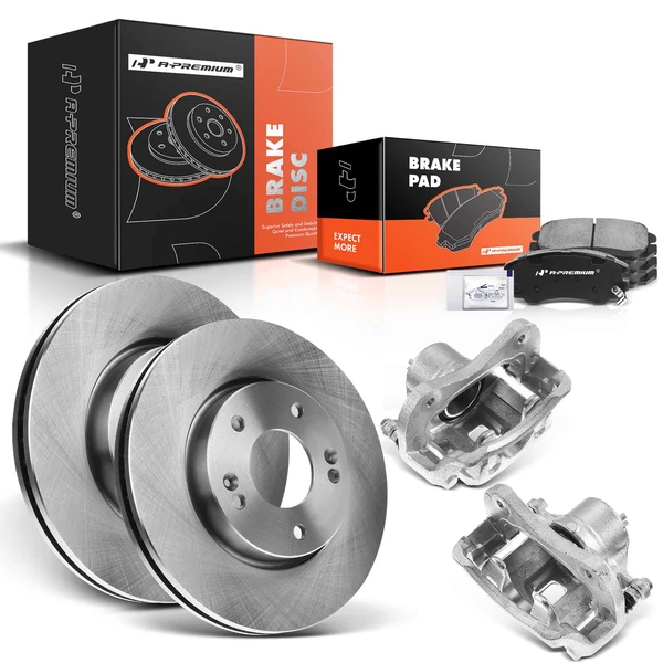 8 Pcs Front Disc Brake Rotors & Ceramic Brake Pads & Brake Calipers for Hyundai Tiburon 03-05 Sonata