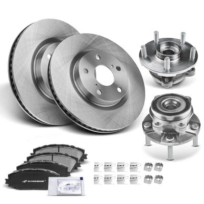 8 Pcs Front Disc Brake Rotors & Ceramic Brake Pads & Hub Bearings