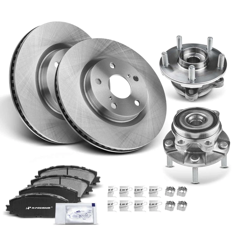 8 Pcs Front Disc Brake Rotors & Ceramic Brake Pads & Hub Bearings for Toyota RAV4 2006-2012 Scion tC