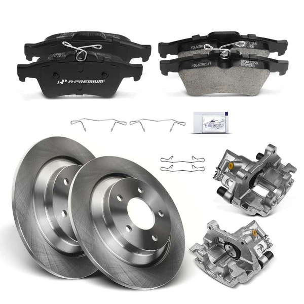 8 Pcs Rear Disc Brake Rotors & Ceramic Brake Pads & Brake Calipers for Mazda 5 2006-2017