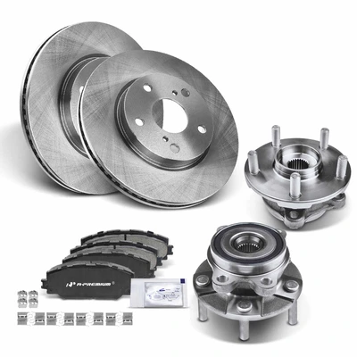8 Pcs Front Disc Brake Rotors & Ceramic Brake Pads & Hub Bearings