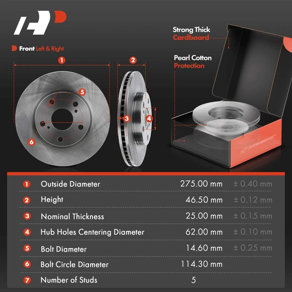 8 Pcs Front Disc Brake Rotors & Ceramic Brake Pads & Hub Bearings for Toyota RAV4 2013-2018 2.5L