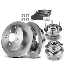 8 Pcs Rear Disc Brake Rotors & Ceramic Brake Pads & Hub Bearings for 2007-2009 Hyundai Santa Fe