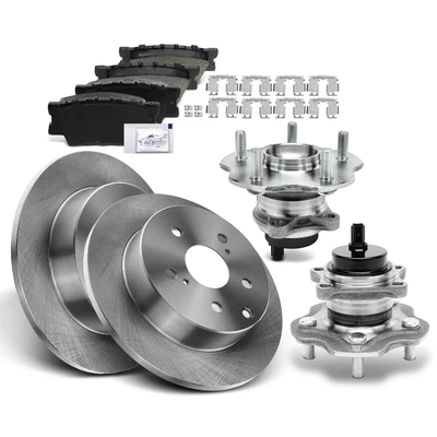 8 Pcs Rear Disc Brake Rotors & Ceramic Brake Pads & Hub Bearings