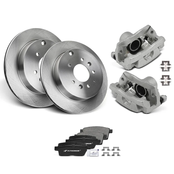 8 Pcs Rear Disc Brake Rotors & Ceramic Brake Pads & Brake Calipers for Mazda CX-7 2007-2012