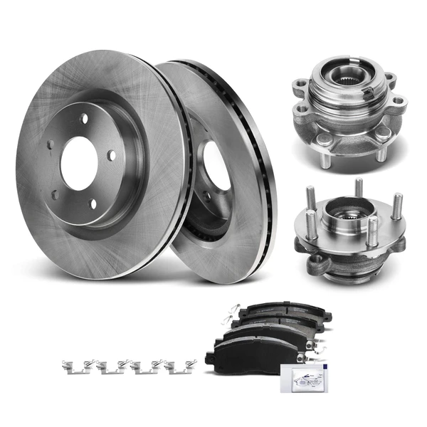 8 Pcs Front Disc Brake Rotors & Ceramic Brake Pads & Hub Bearings for Nissan Altima 14-18