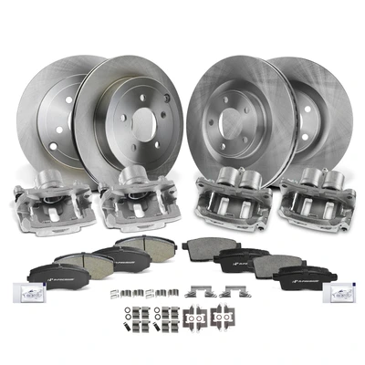 16 Pcs Front & Rear Disc Brake Rotors & Ceramic Brake Pads & Brake Calipers